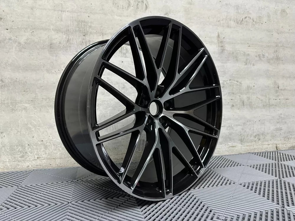 21" x4 New Porsche Macan Spyder Style Alloy Wheels Gloss Black Machined 9J 10J